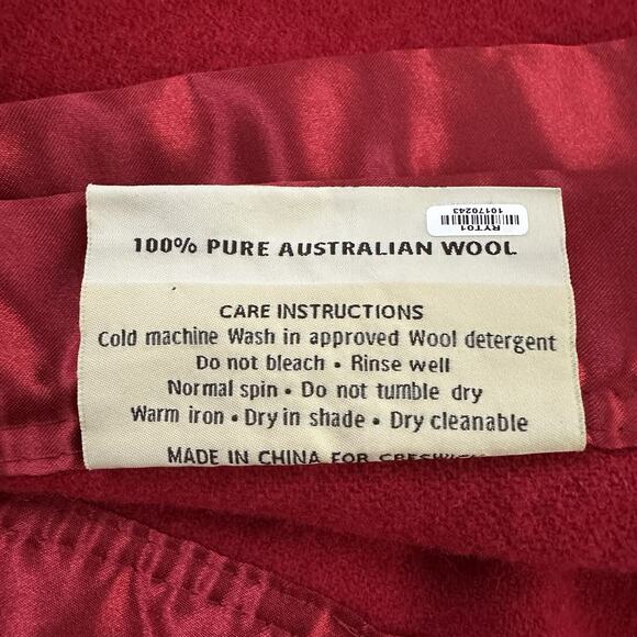 Creswick Woollen Mills Merino Wool Blanket Queen Red Satin Trim Australia - Picture 7 of 7